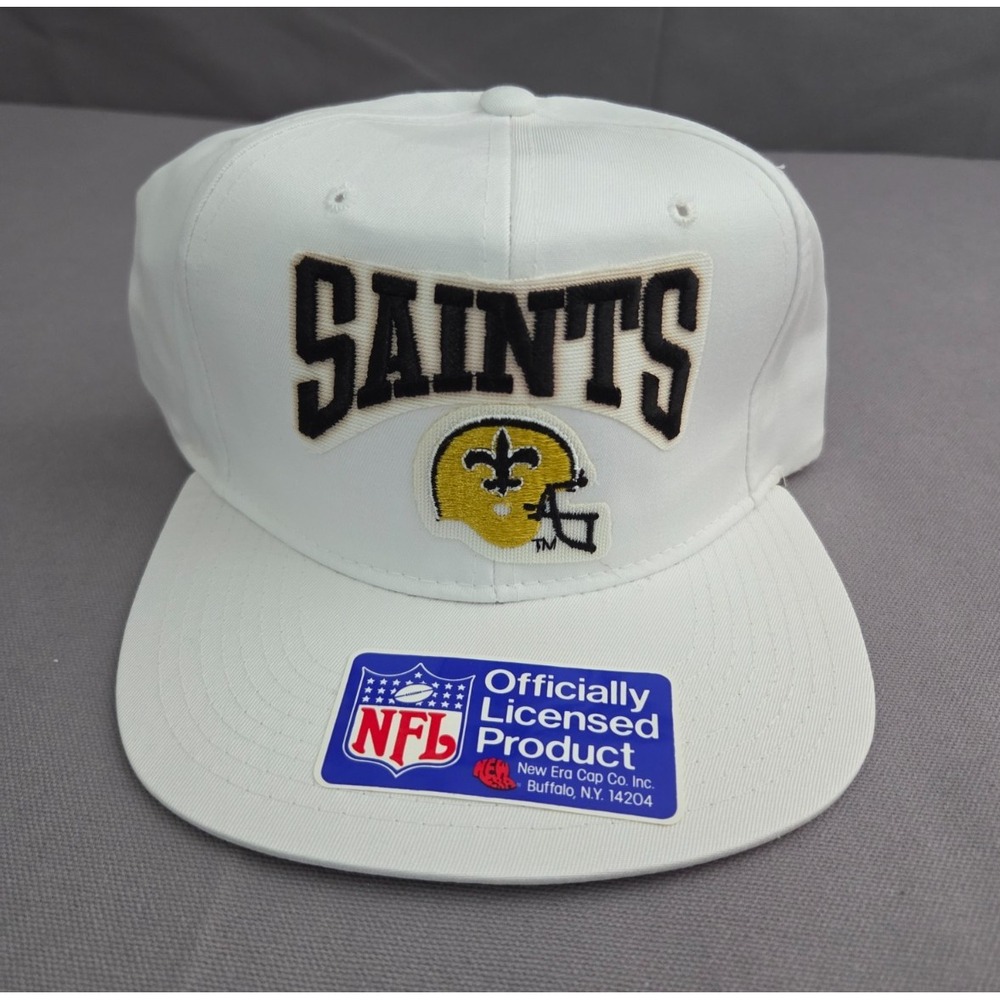 Vintage New Orleans Saints Hat Mens Snapback White Gold NFL Deadstock Cap 90s